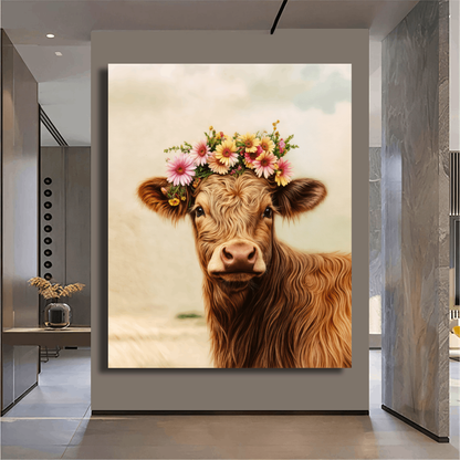 Floral Crowned Gentle Cow Wall Art