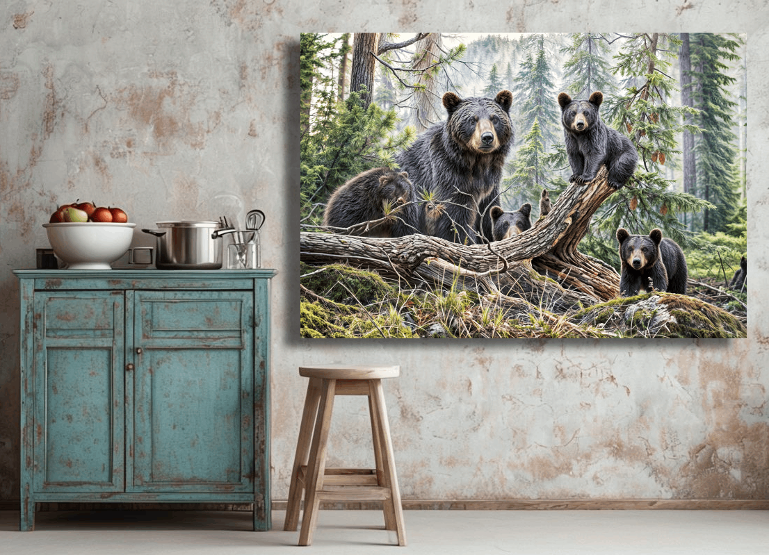 Forest Guardians Bear Family Portrait Wall Art