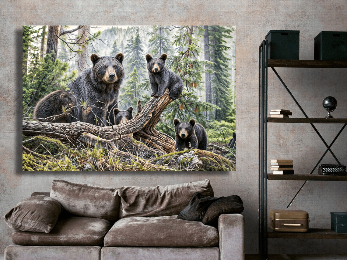 Forest Guardians Bear Family Portrait Wall Art