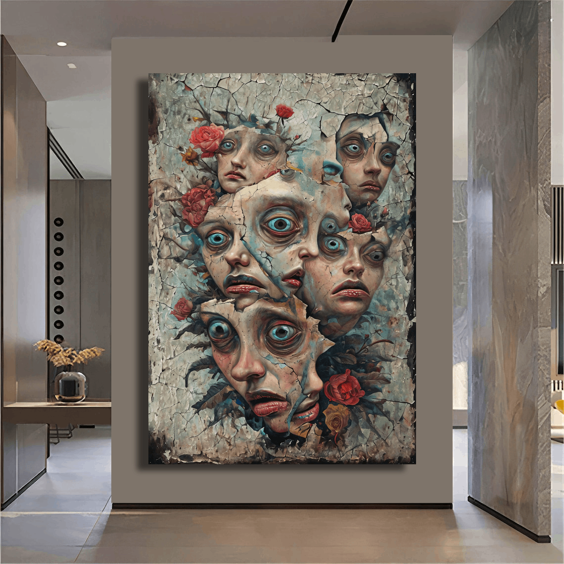 Fragmented Faces of Despair Wall Art