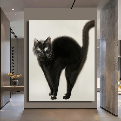 Elegant Black Cat Gaze Wall Art