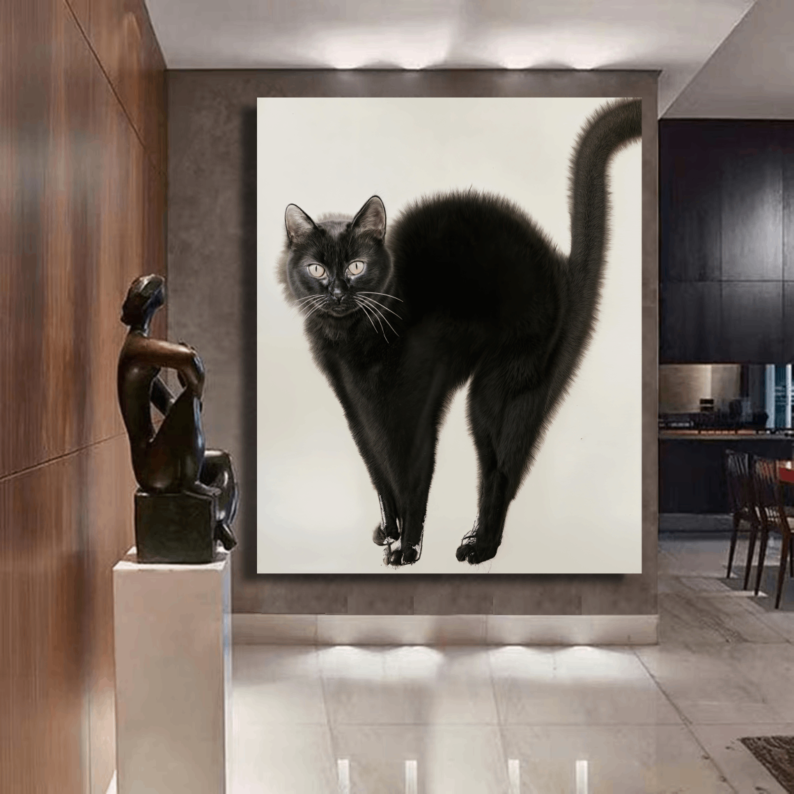 Elegant Black Cat Gaze Wall Art