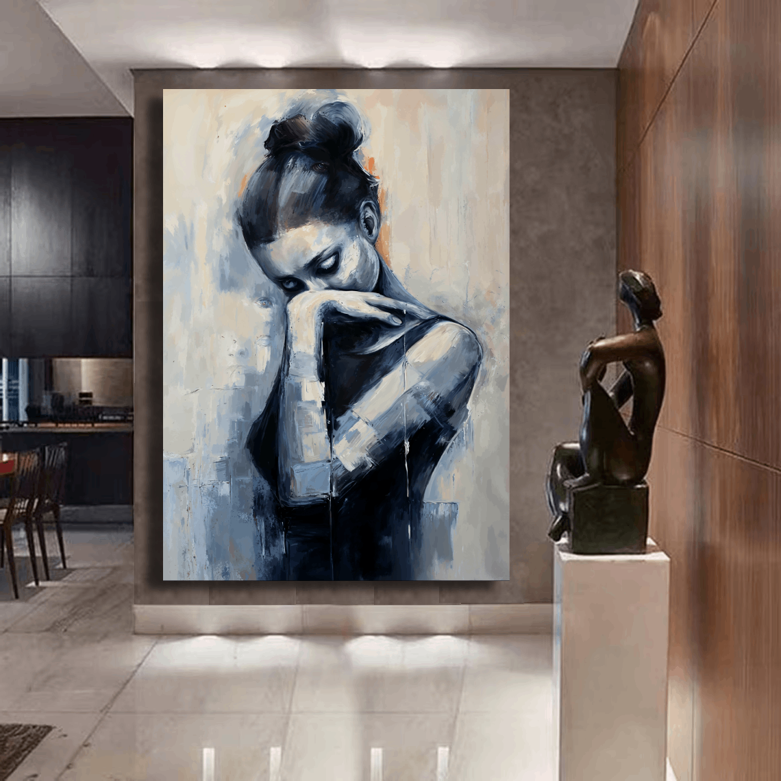 Girl Portrait Black White Wall Art