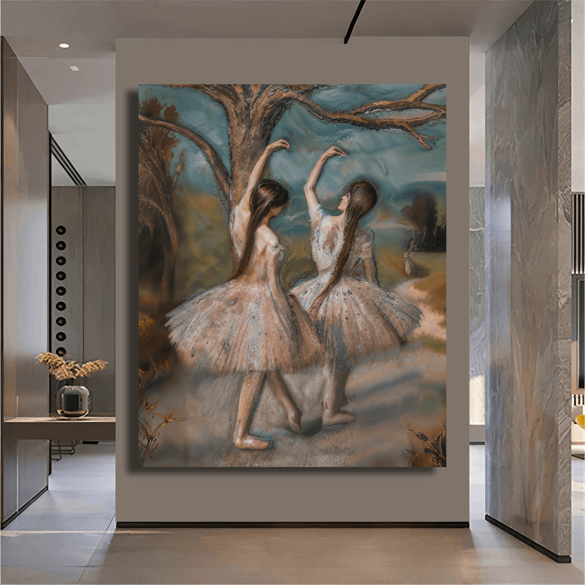 Girls in Pink Ballet in Nature Wall Art