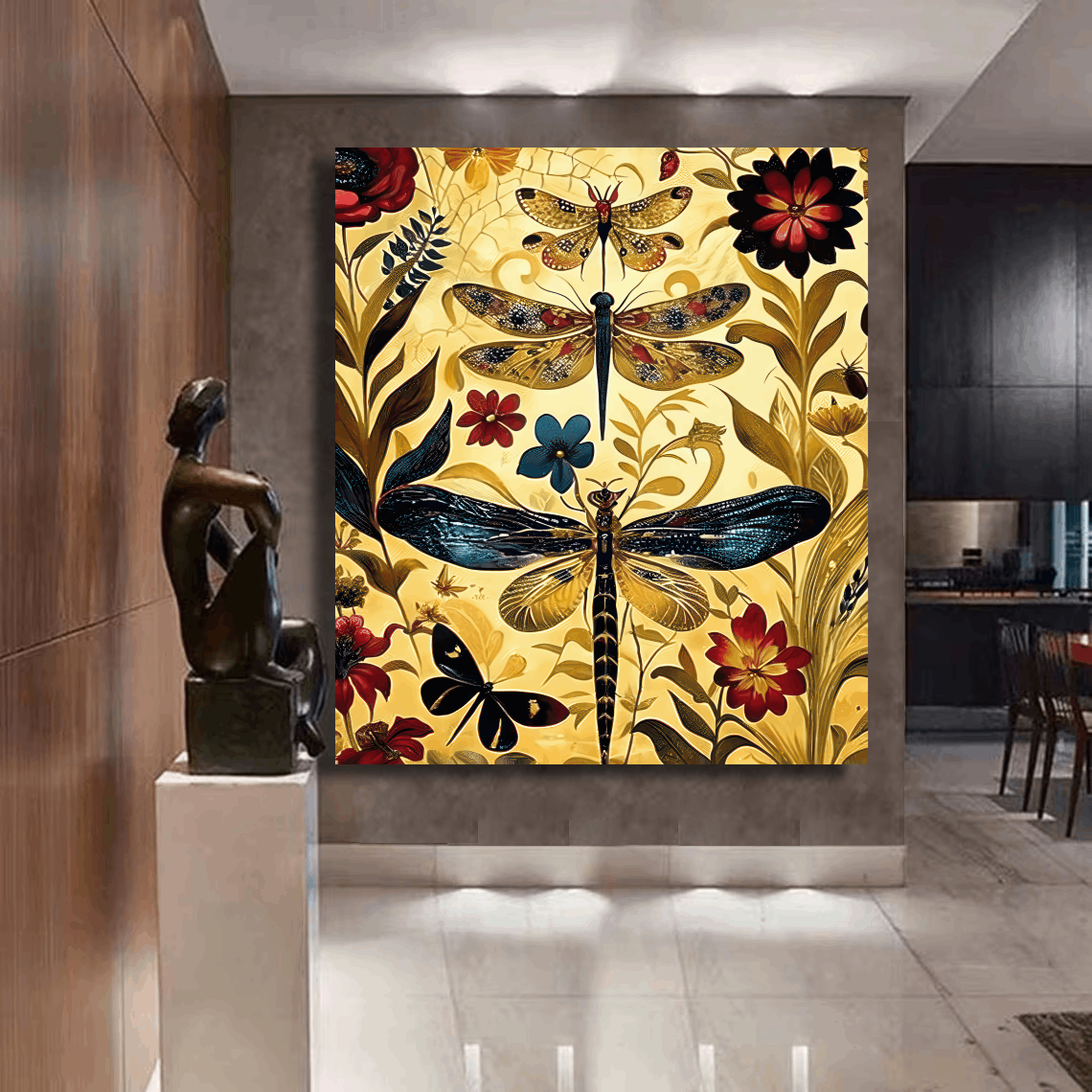 Golden Garden of Butterflies Wall Art