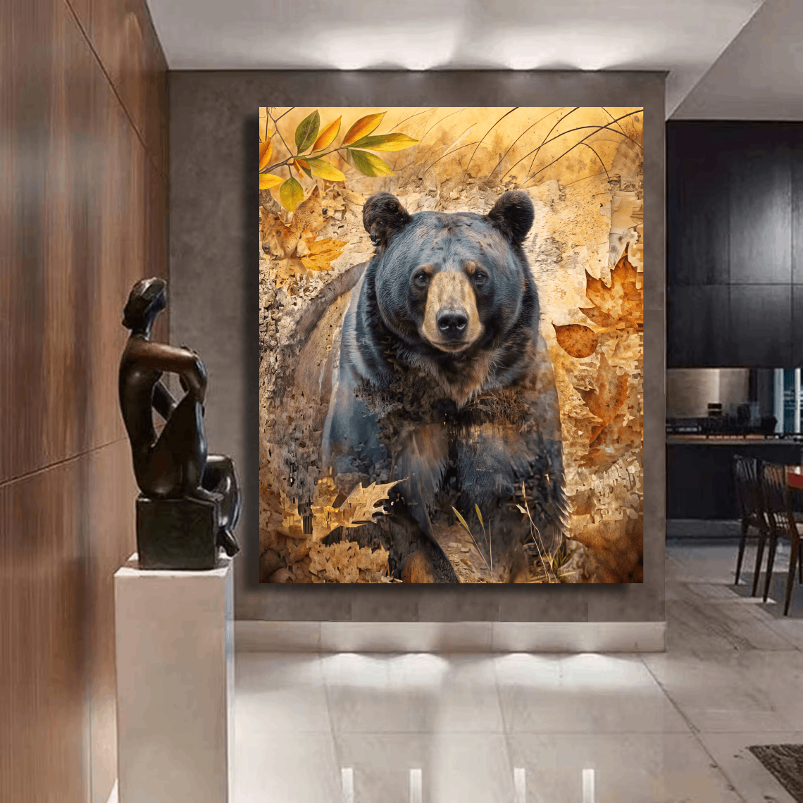 Golden Glance of Autumn Bear Wall Art