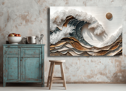 Golden Wave Meets Sun Wall Art