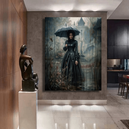 Gothic Woman in Rain Wall Art