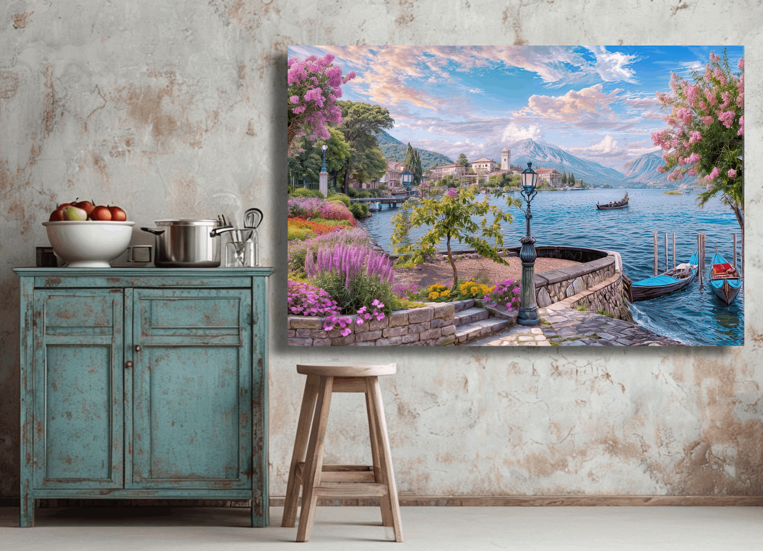 Lakeside Blooming Paradise View Wall Art