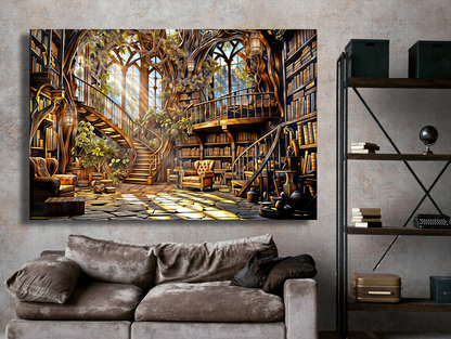 Enchanted Library of Light Wall Art