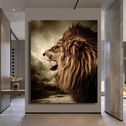 Lion's Majestic Roaring Strength Wall Art