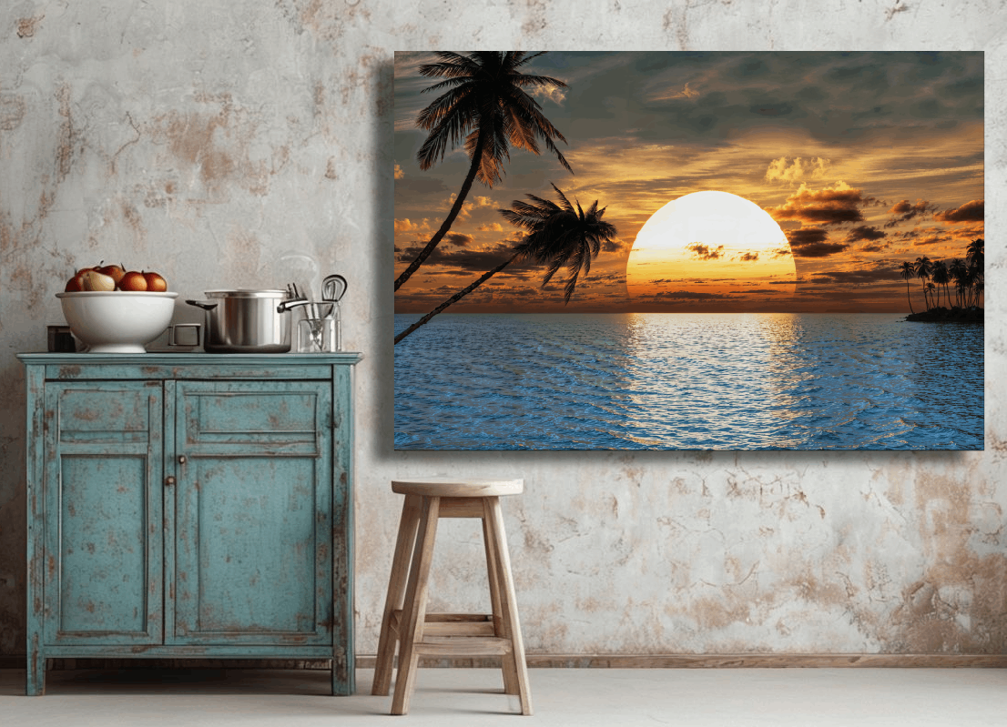 Tropical Sunset Water Wall Art