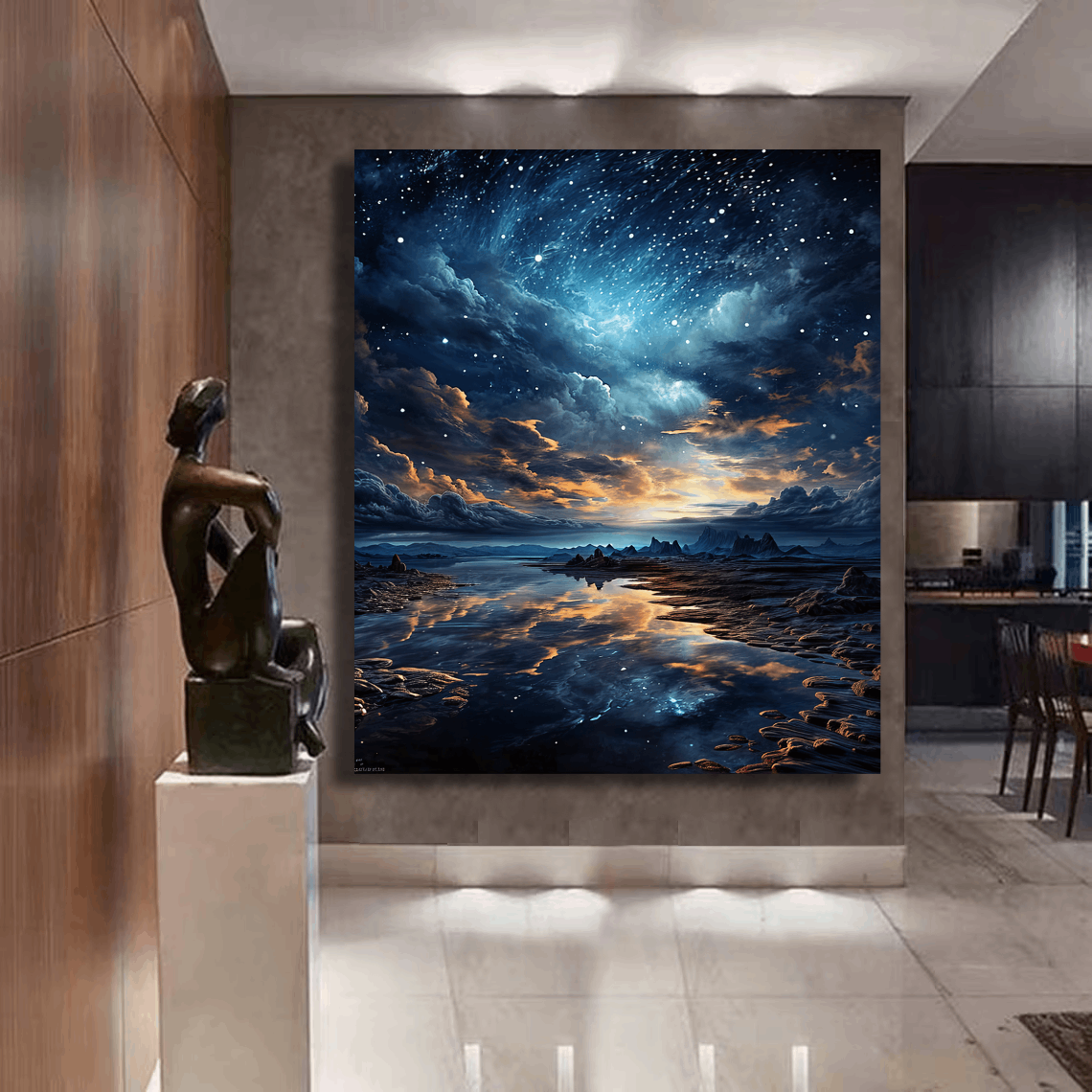 Celestial Nightfall Reflections Landscape Wall Art