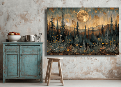 Moonlit Forest Blossom Dream Wall Art