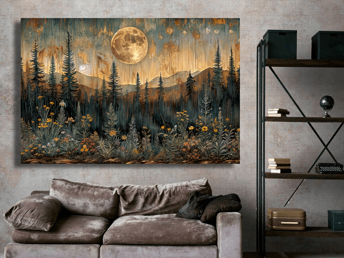 Moonlit Forest Blossom Dream Wall Art