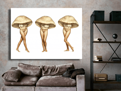 Mushroom-Headed Dancing Figures Wall Art