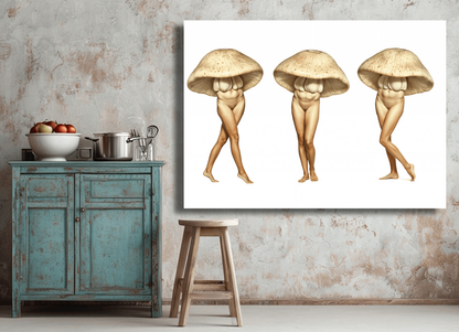 Mushroom-Headed Dancing Figures Wall Art