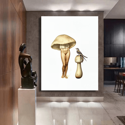 Mushroom Ladyshroom and Bird Wall Art