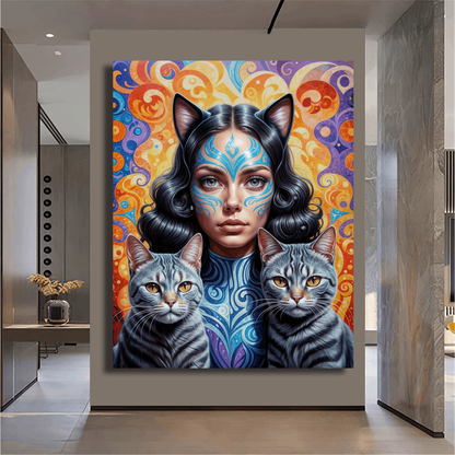 Mystic Woman with Cats Wall Art