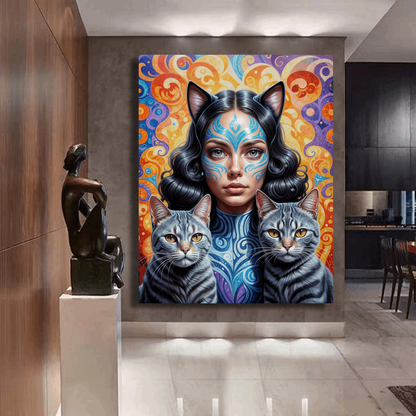 Mystic Woman with Cats Wall Art