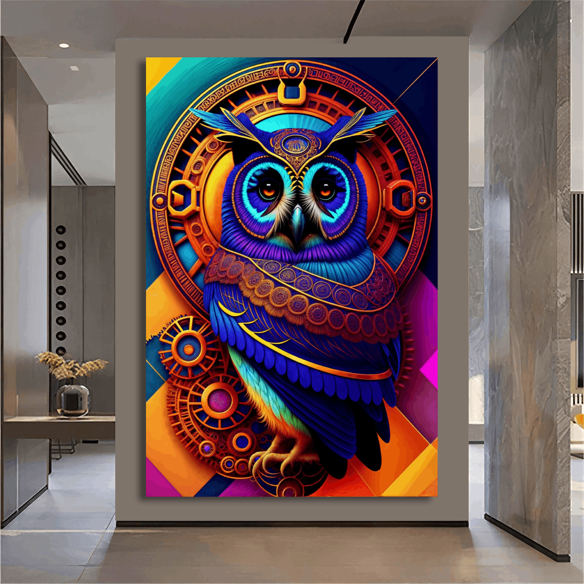 Owl Colorful Abstract Wall Art