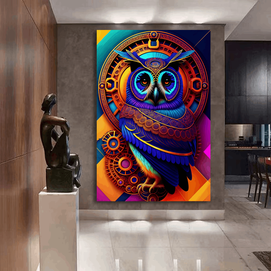 Owl Colorful Abstract Wall Art