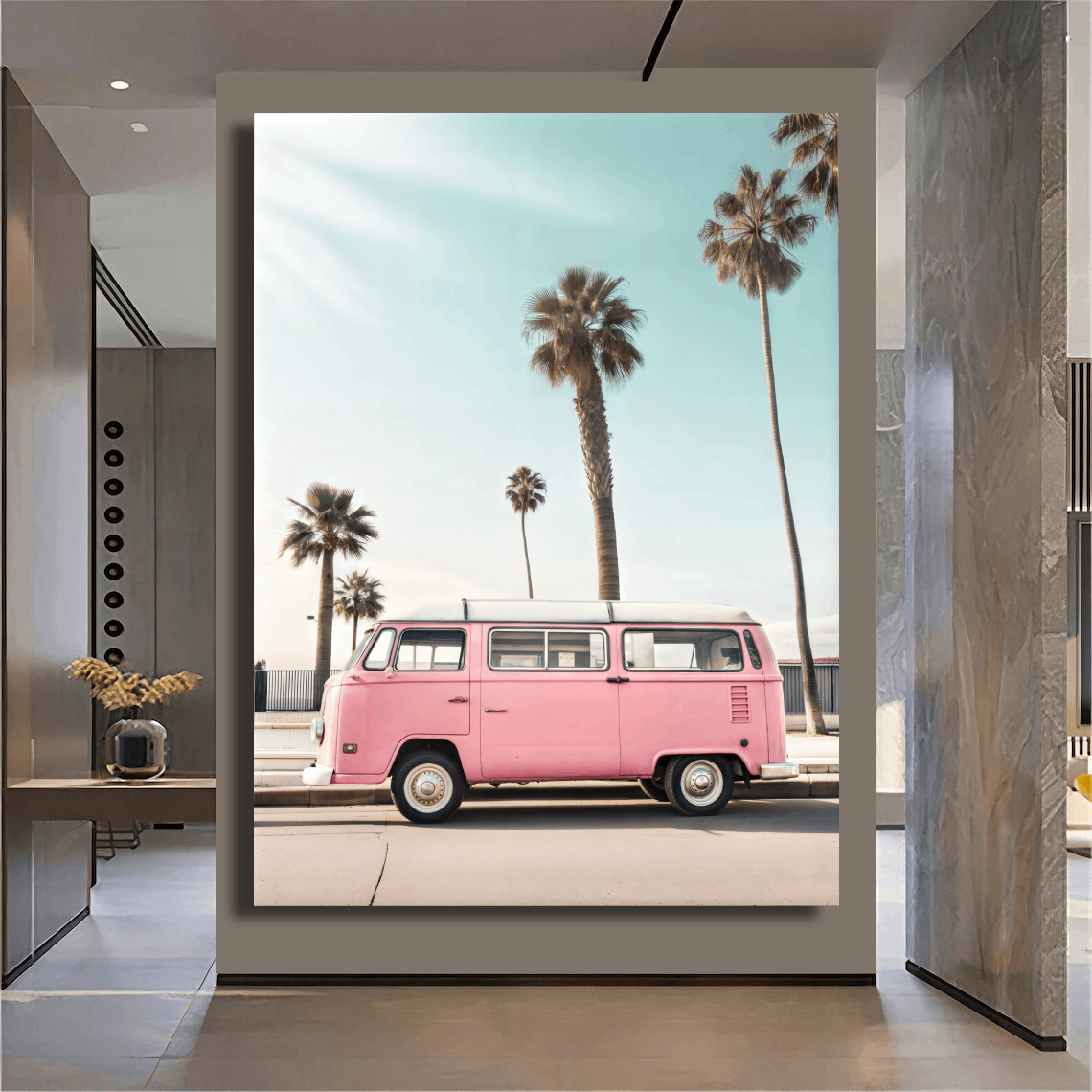 Pastel Van and Palms Wall Art