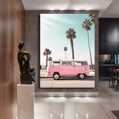 Pastel Van and Palms Wall Art