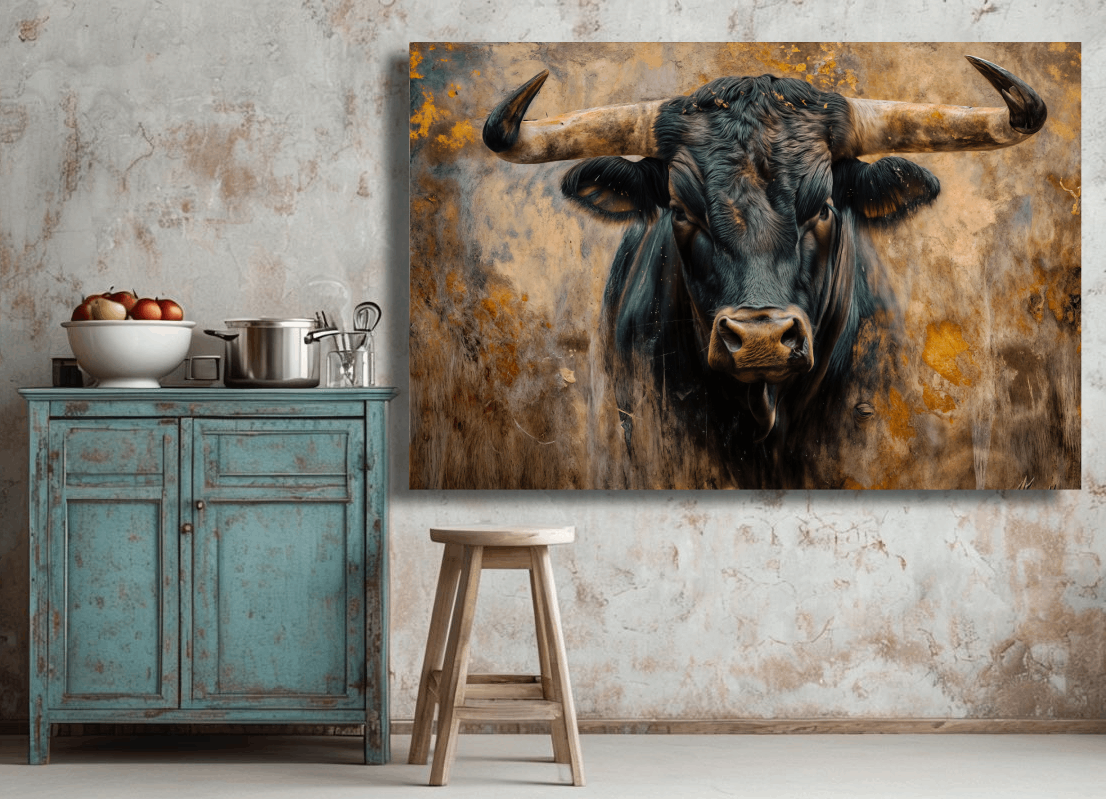 Powerful Stare of Bull Wall Art