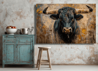 Powerful Stare of Bull Wall Art