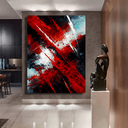 Red Black White Abstract Wall Art