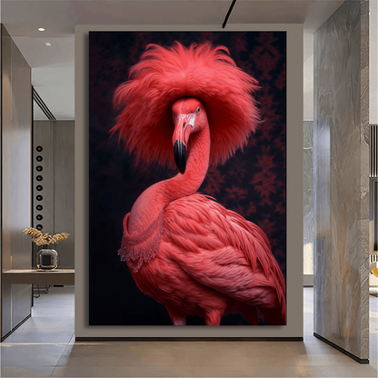 Red Feathered Flamingo Wall Art