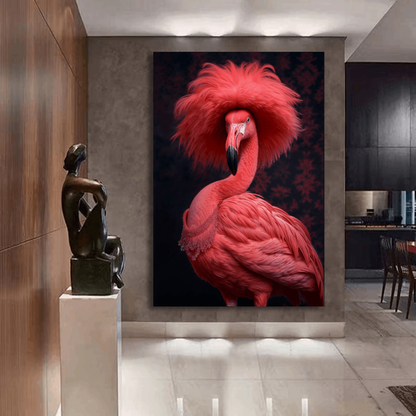 Red Feathered Flamingo Wall Art