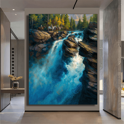 Riders Above Rushing Water Wall Art