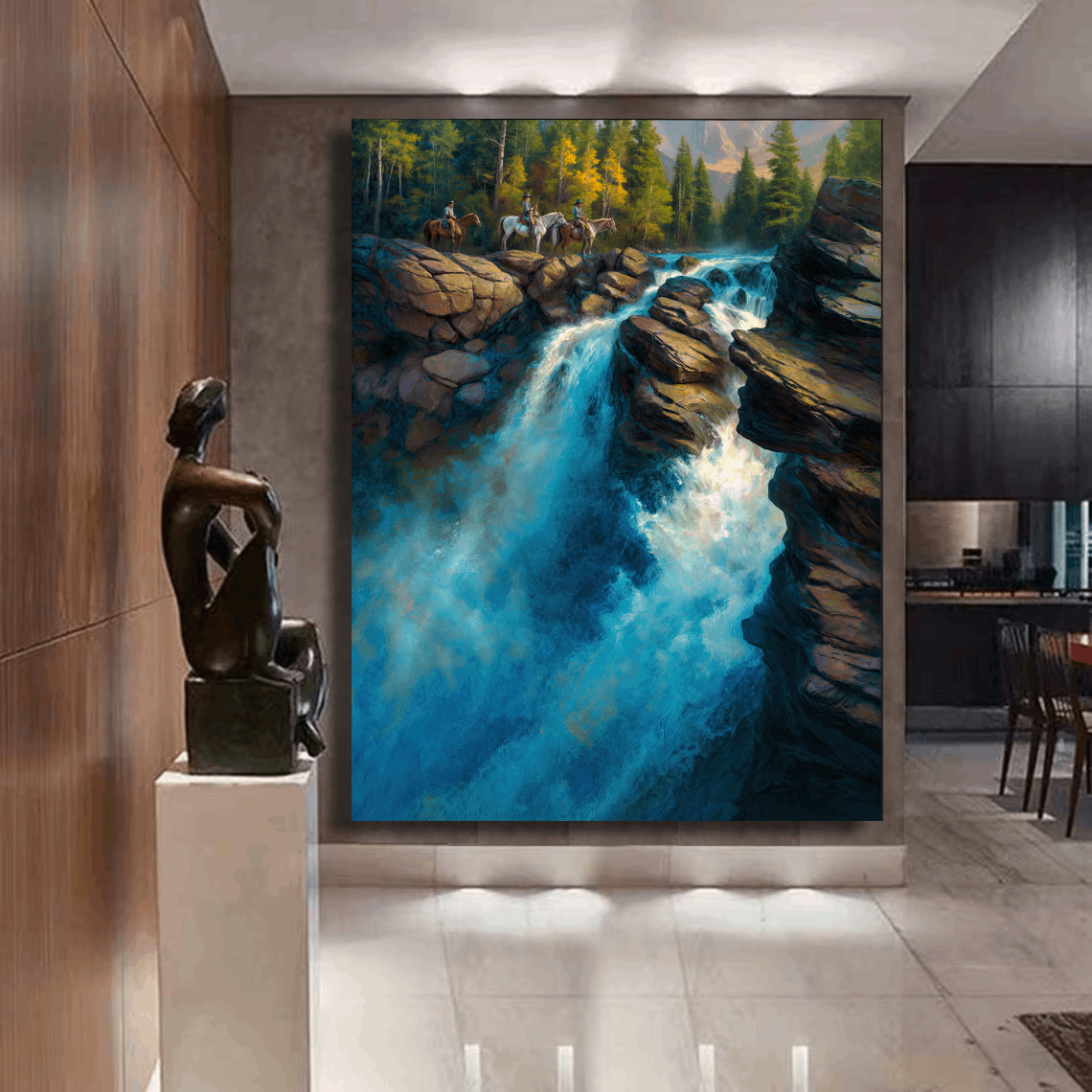 Riders Above Rushing Water Wall Art