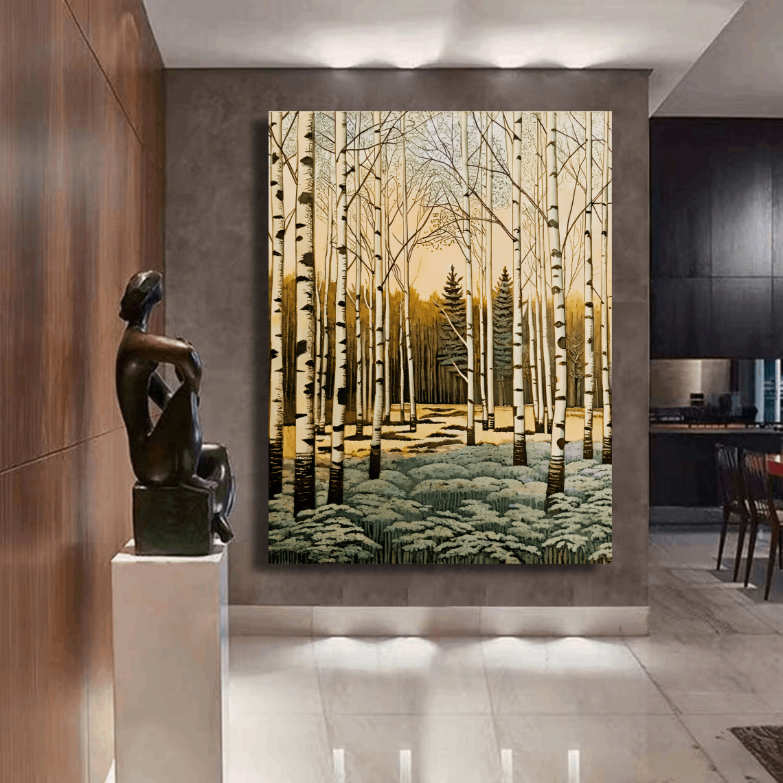 Serenity Among Birch Trees Abstract Wall Art