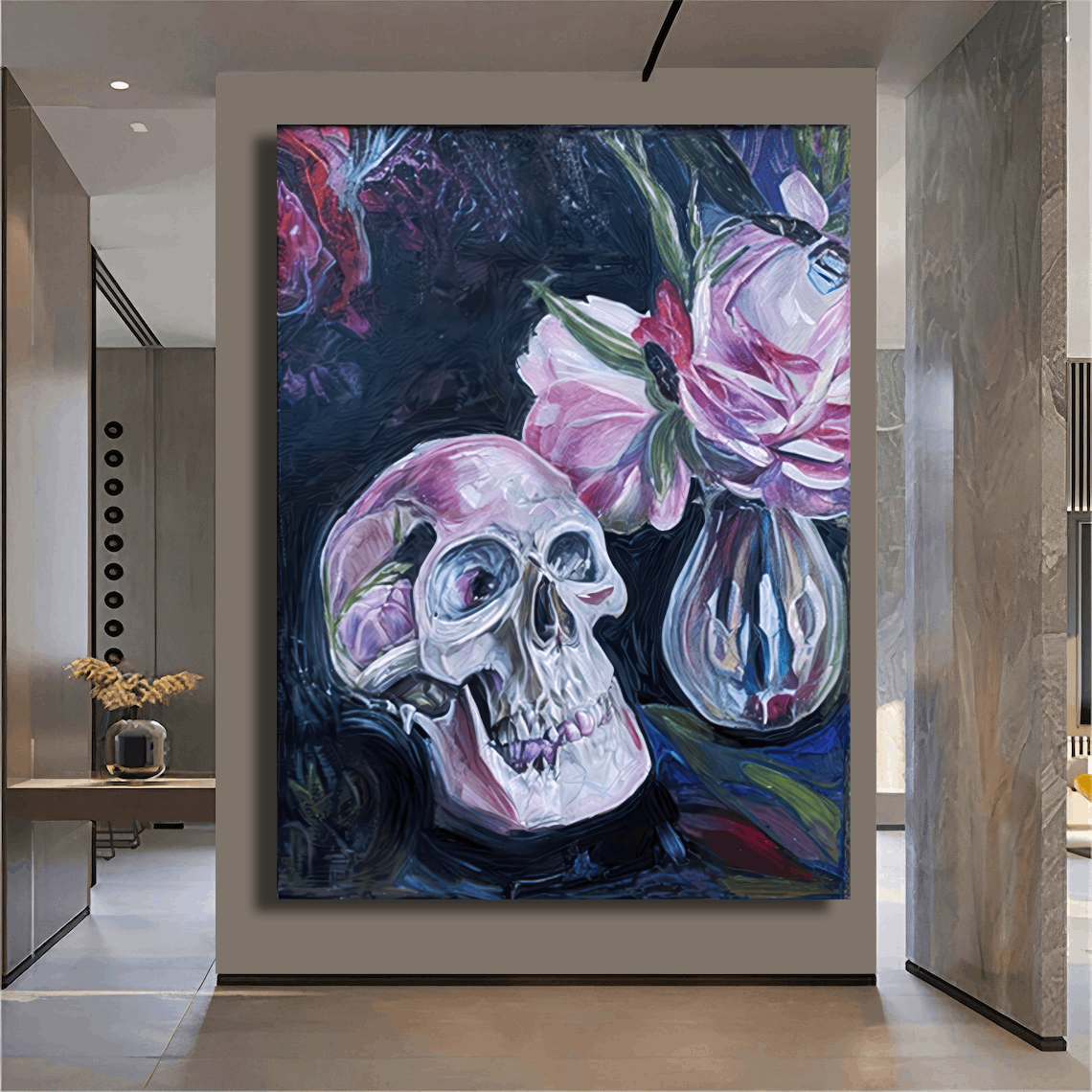 Skull and Blossoming Beauty Wall Art