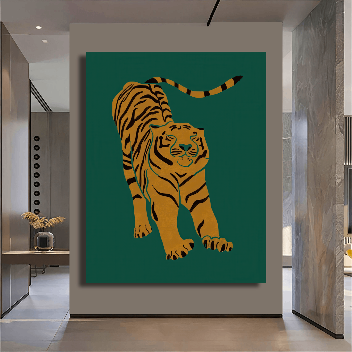 Stretching Tiger Doesn't Lose Sleep Wall Art