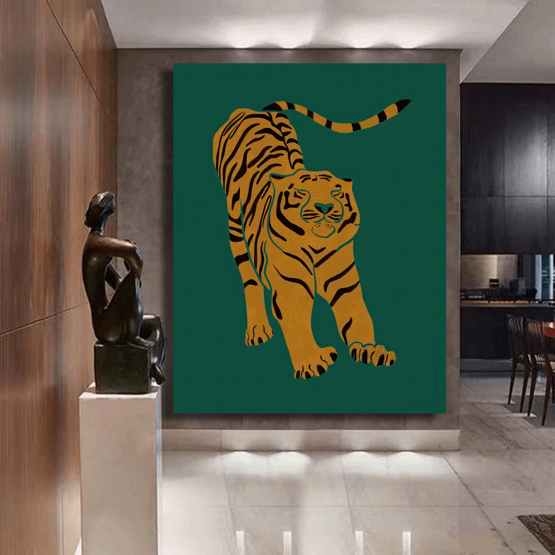 Stretching Tiger Doesn't Lose Sleep Wall Art