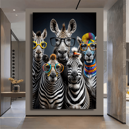 Stylish Zebras in Glasses Wall Art