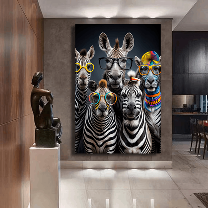 Stylish Zebras in Glasses Wall Art