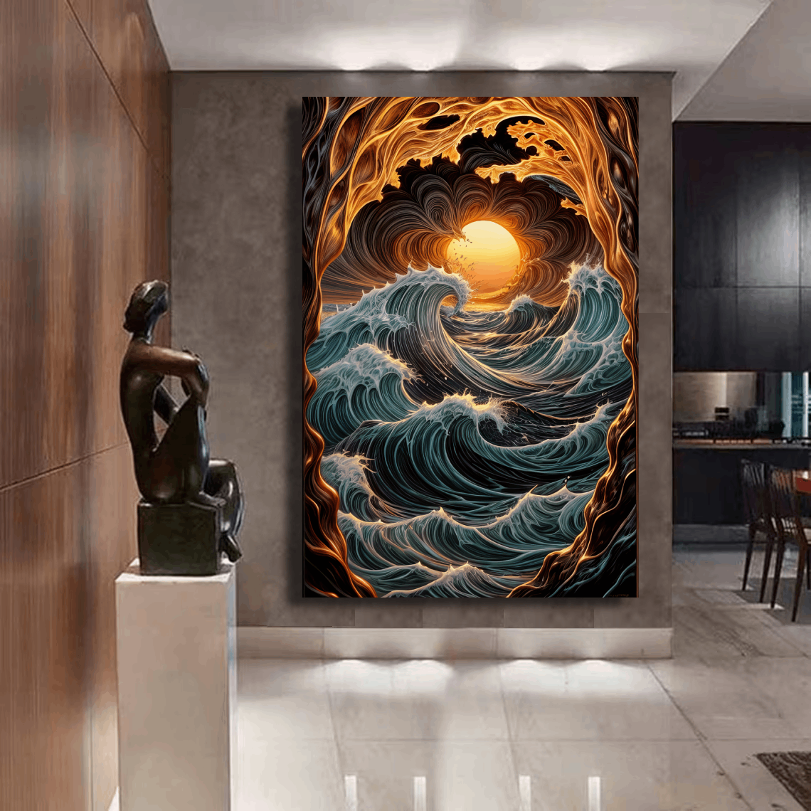 Sunrise Amidst Rolling Waves Wall Art