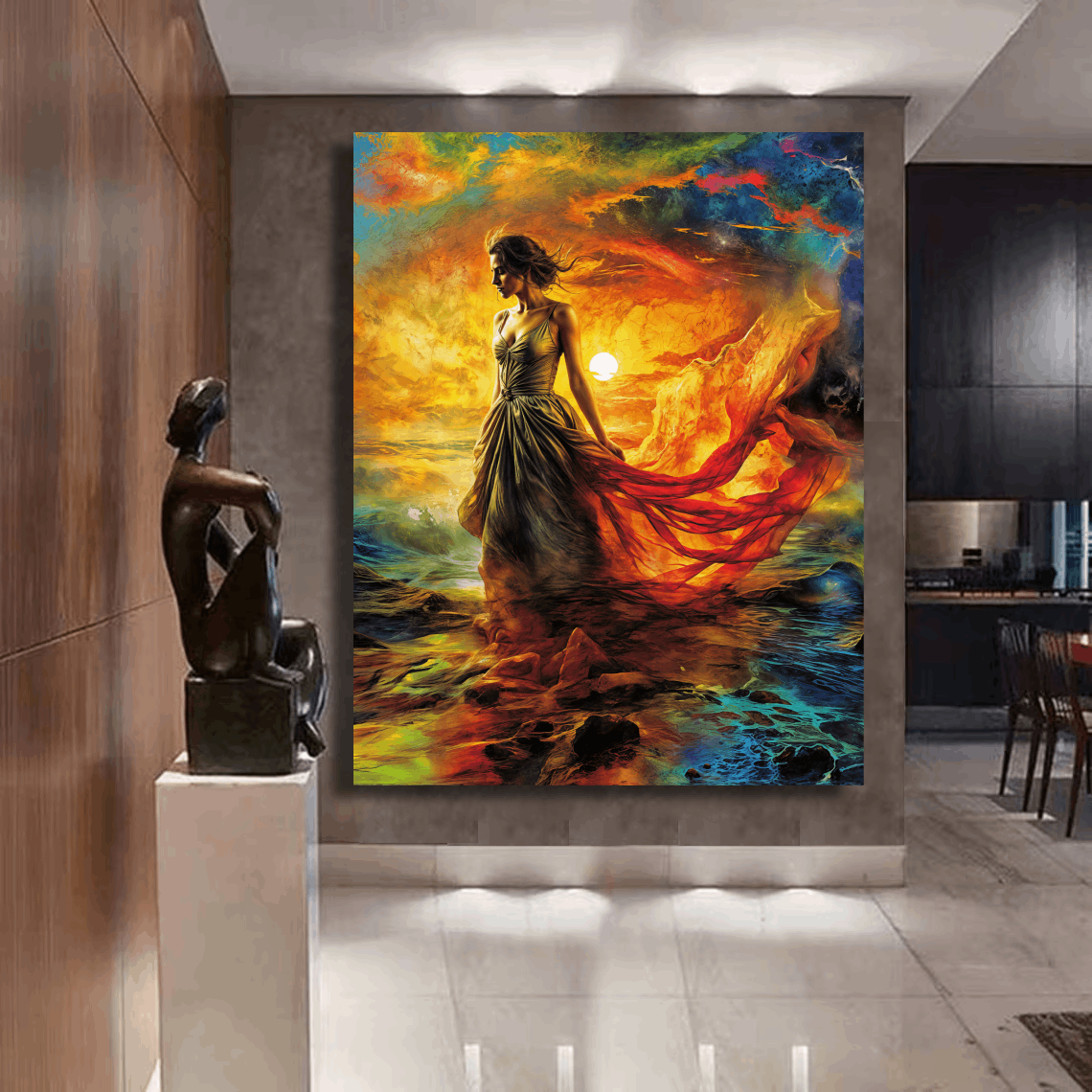 Sunset Lady in Flames Wall Art