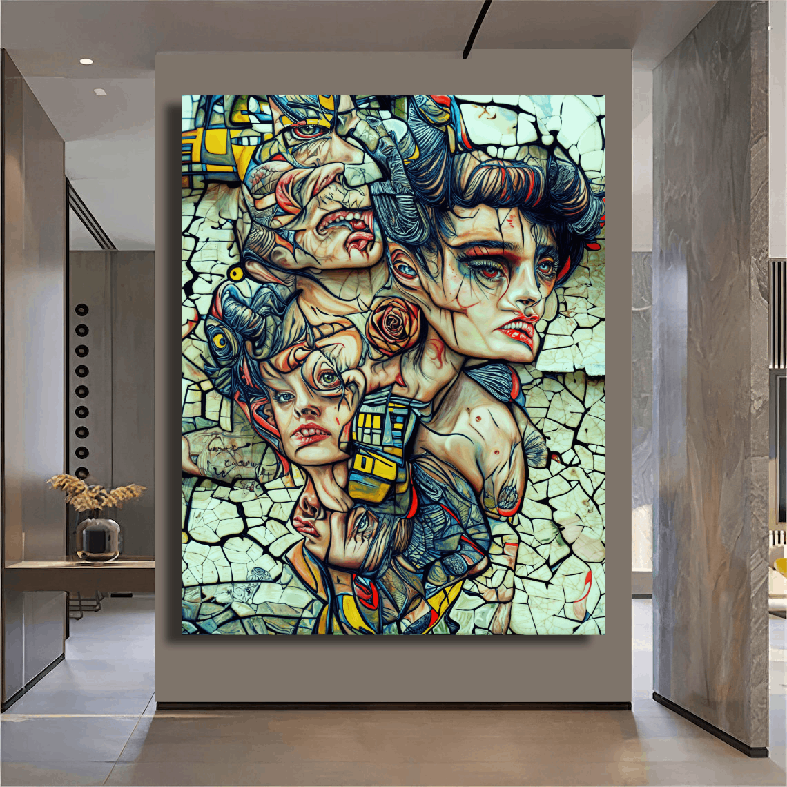 Surreal Fragmented Emotional Human Faces Wall Art