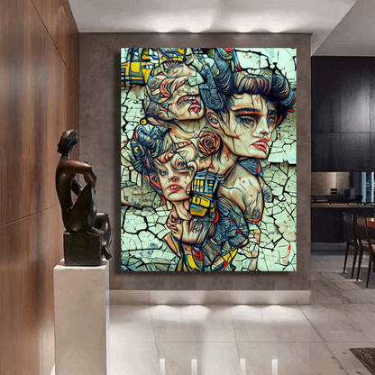 Surreal Fragmented Emotional Human Faces Wall Art