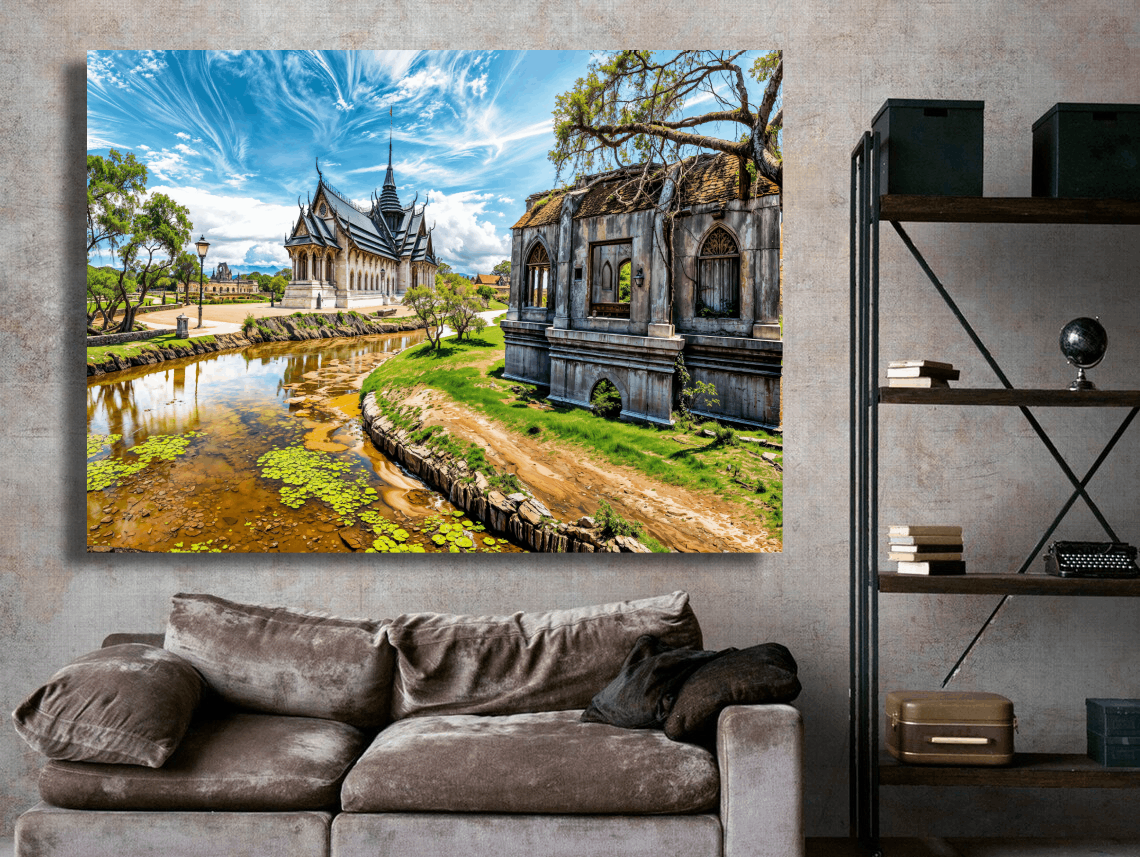 Temple Reflections and Ruins Wall Art