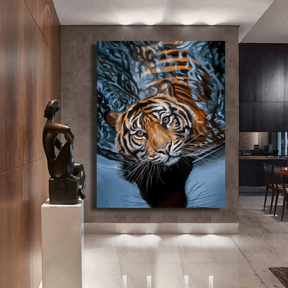 Tiger in Water Wall Art