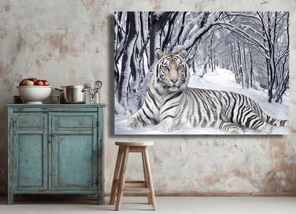 Tiger's Grace in Winter Snow Wall Art