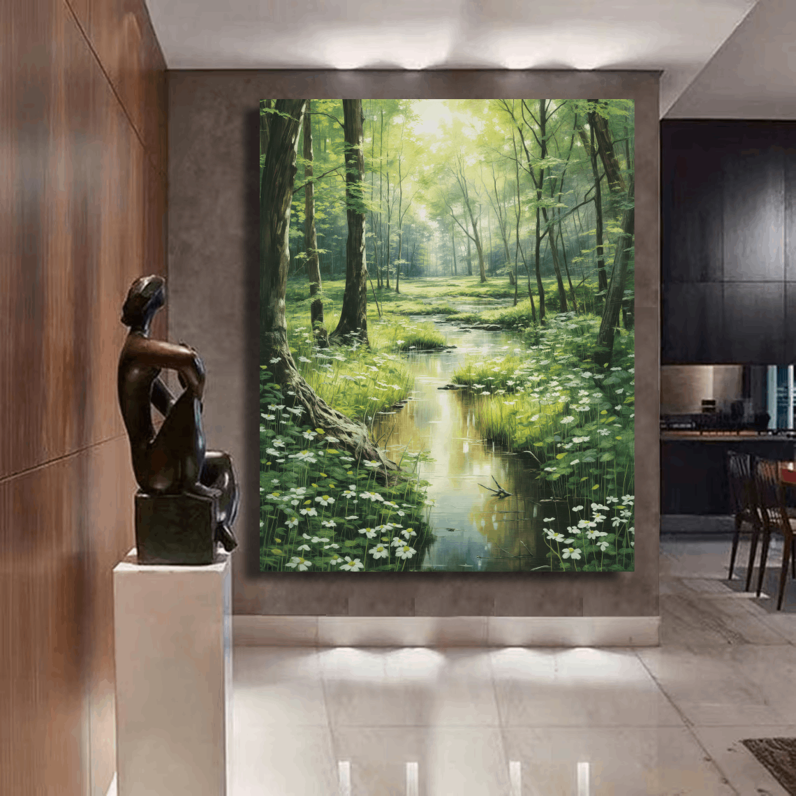 Tranquil Stream Through Forest Wall Art