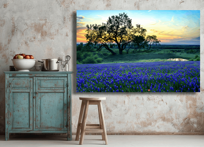 Twilight Over Bluebonnet Fields Wall Art